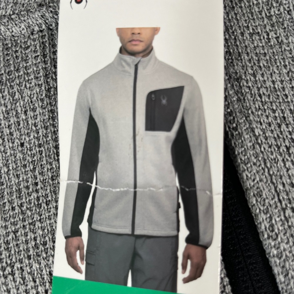 NWT Spyder Men's Gray Black Fleece Full Zip Jacket XL TG Outdoor Activewear - Picture 6 of 9