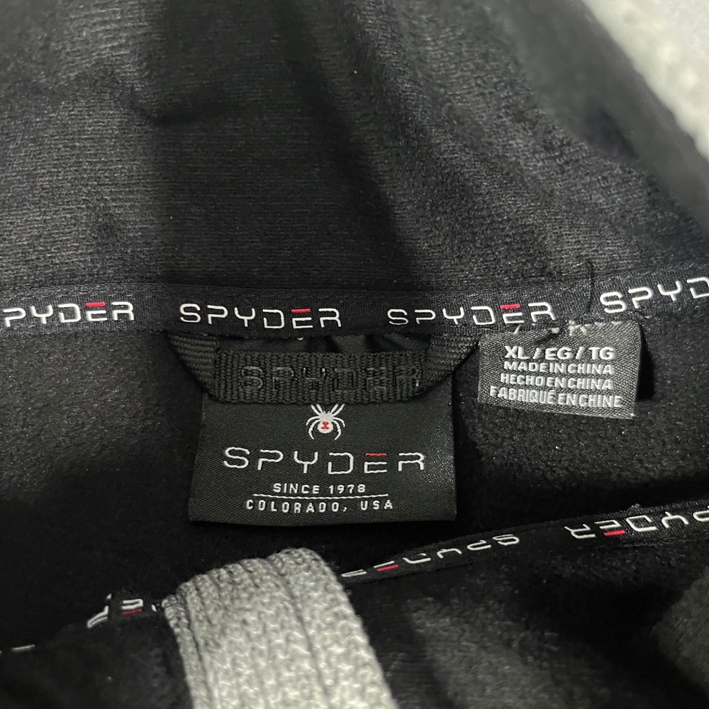 NWT Spyder Men's Gray Black Fleece Full Zip Jacket XL TG Outdoor Activewear - Picture 8 of 9