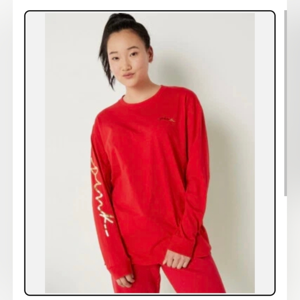Vs Pink Xl Campus Long Sleeve Tee
