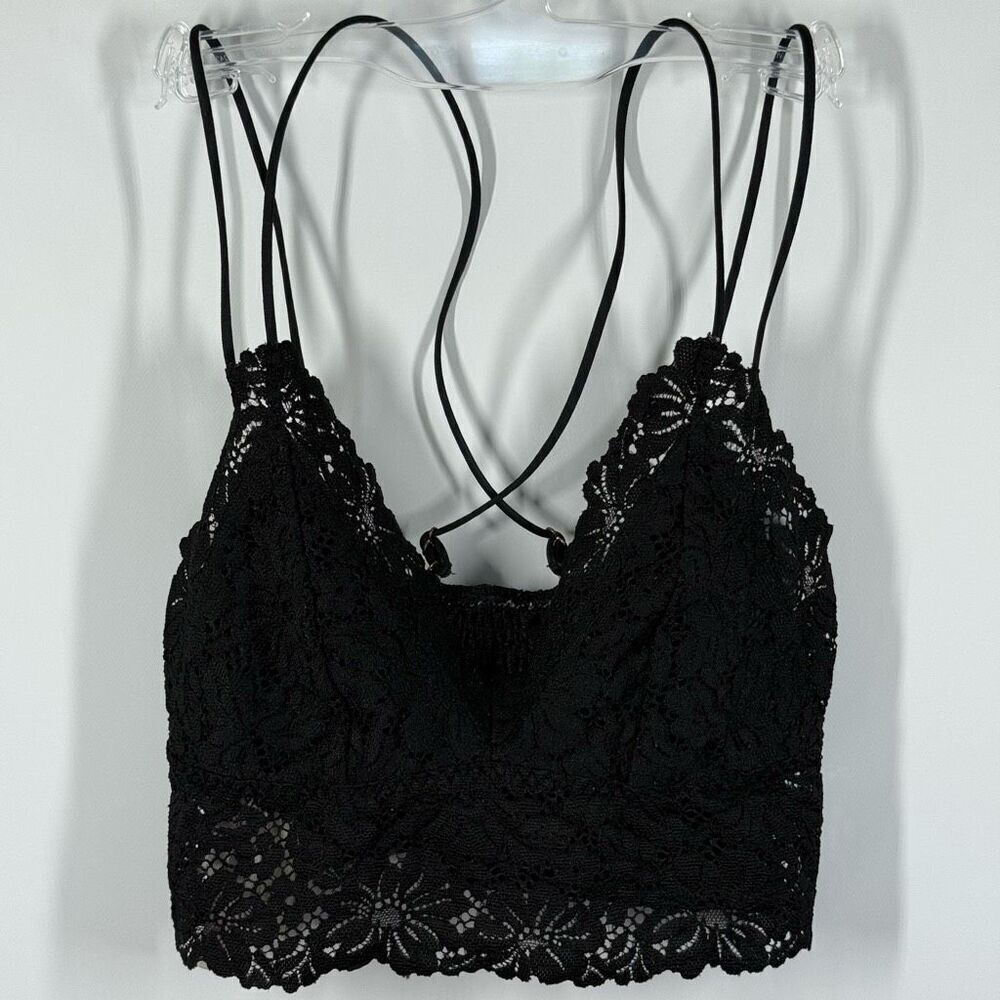 A10 -- PINK Victoria's Secret Black Lace Bralette Size Small