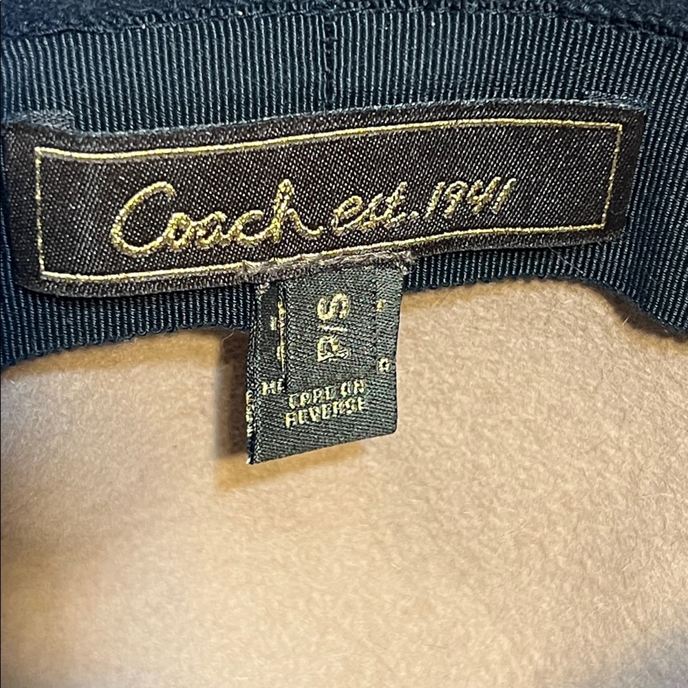Coach Tan and Brown Bucket Hat 100% Rabbit Hair Leather Trim Buckle Size Small - Picture 8 of 11
