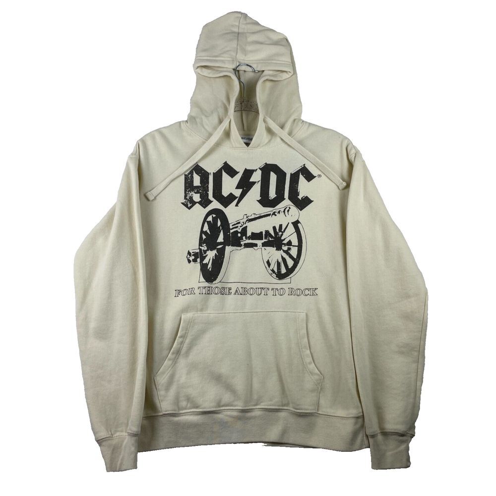 AC/DC "For Those‎ About To Rock" Hoodie, Off White, Size S