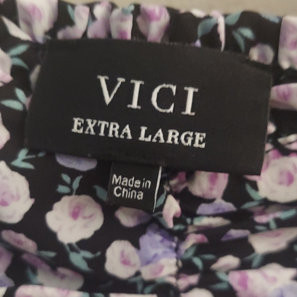 VICI Purple and Black Ditzy Floral Mini Ruffle Dress XL Cottagecore - Picture 9 of 13
