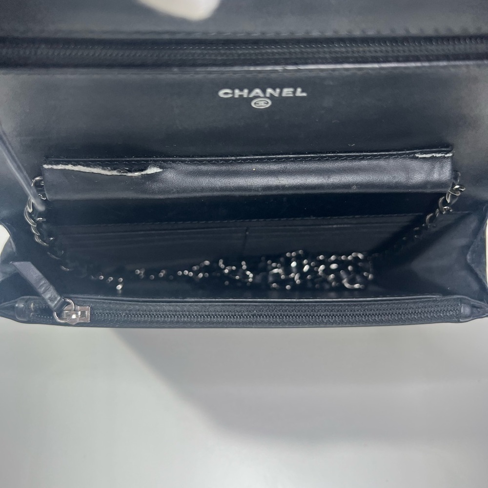 CHANEL | Black Patent Caviar Leather Wallet on Chain - Picture 12 of 13