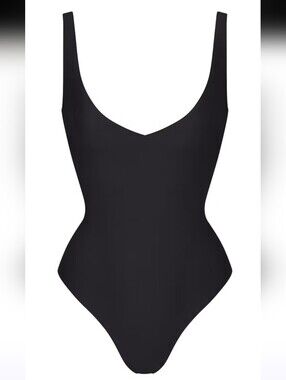 SKIMS Deep Plunge Body Suit In ONYX