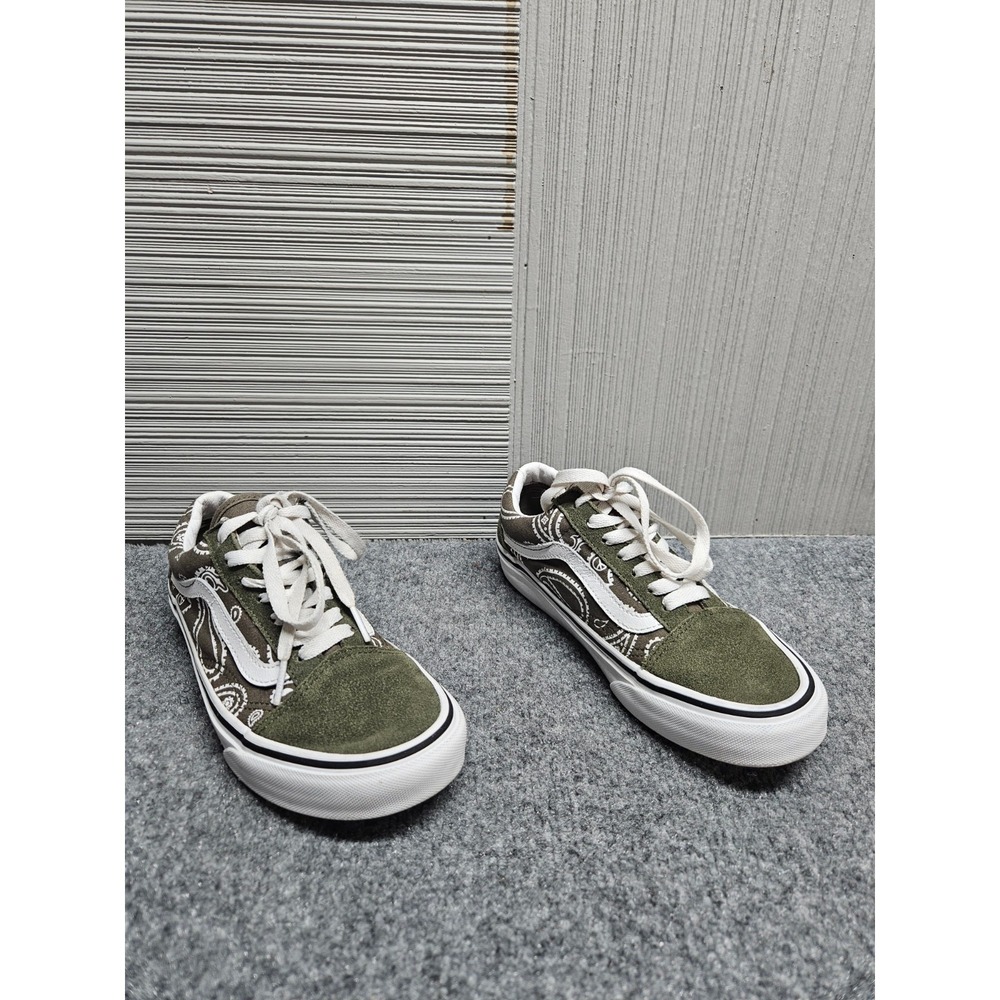 Vans Old Skool Boys 6Y Green White Suede Skate Sneaker Lace Up Retro Shoes