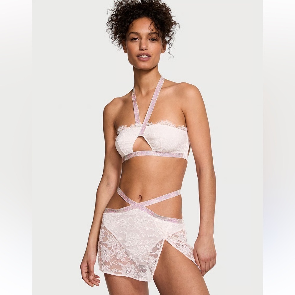 Victoria secret strap halter bralette & mini skirt set NWT