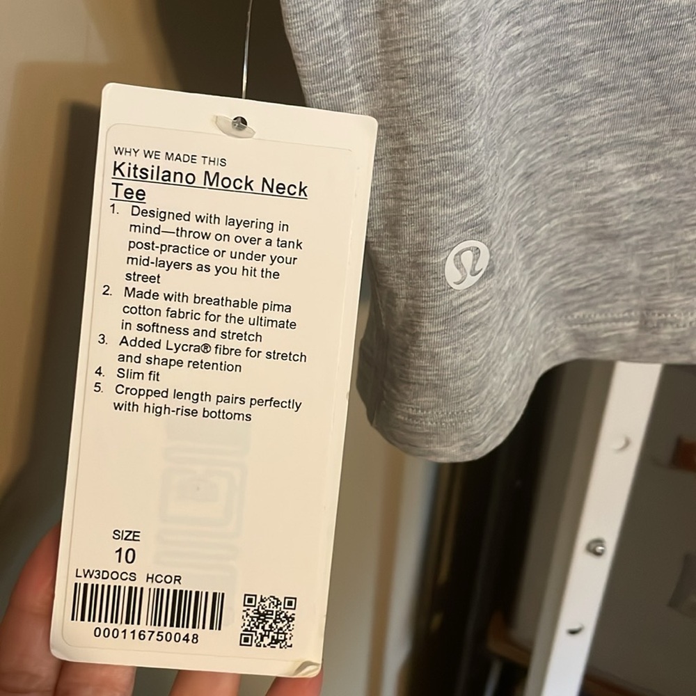NWT Lululemon Kitsilano Cropped Mock Neck Tee sz 10 Heathered Core Light Grey - Picture 4 of 4