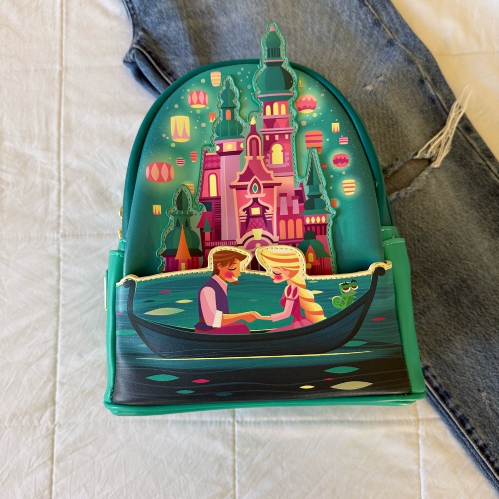Loungefly Rapunzel Colorful‎ Castle-Themed Backpack NWOT