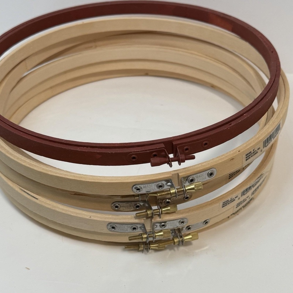 Lot 0f 7 Round 9" Embroidery‎ Hoops Wang's International Inc Wood Quilting Hoop