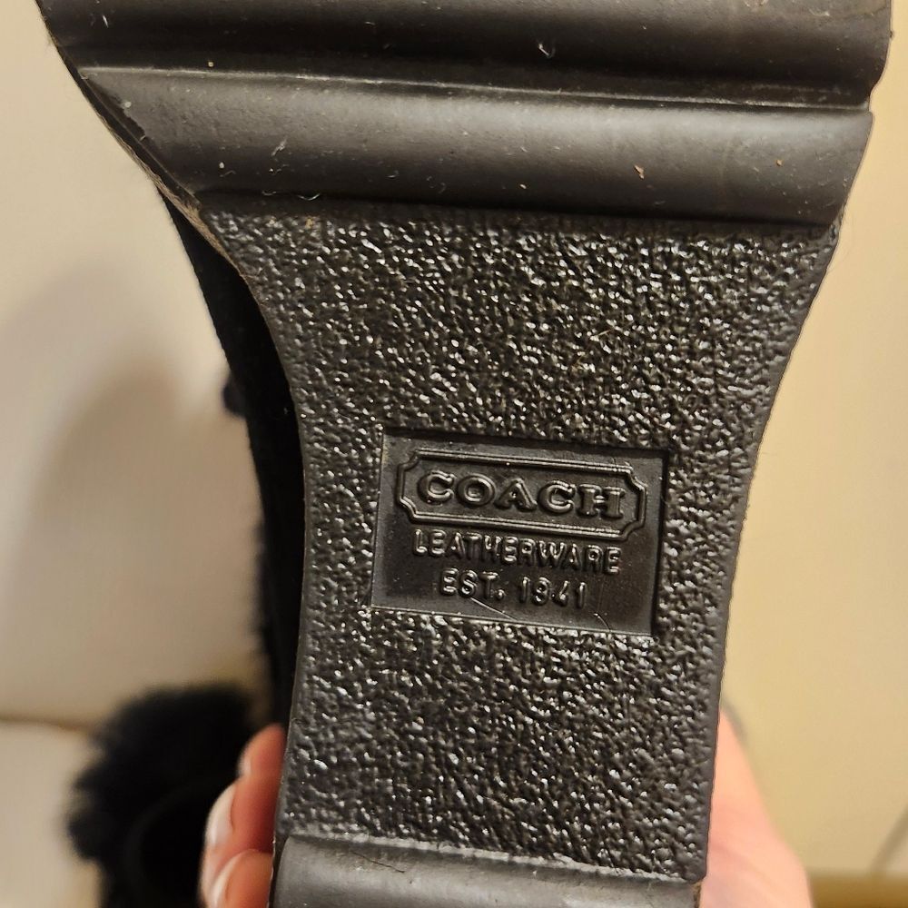 Coach "Kataya" Black Suede Rabbit Fur Wedge Booties Size 7.5 Retail $350 - Picture 10 of 10