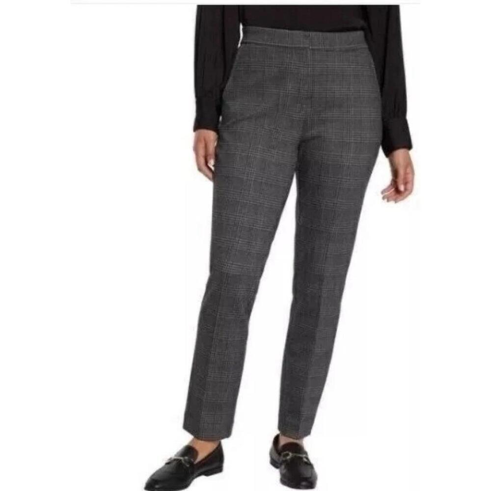 Banana Republic Womens Dress Pants Charcoal Plaid Stretch Slacks Size 8. AX