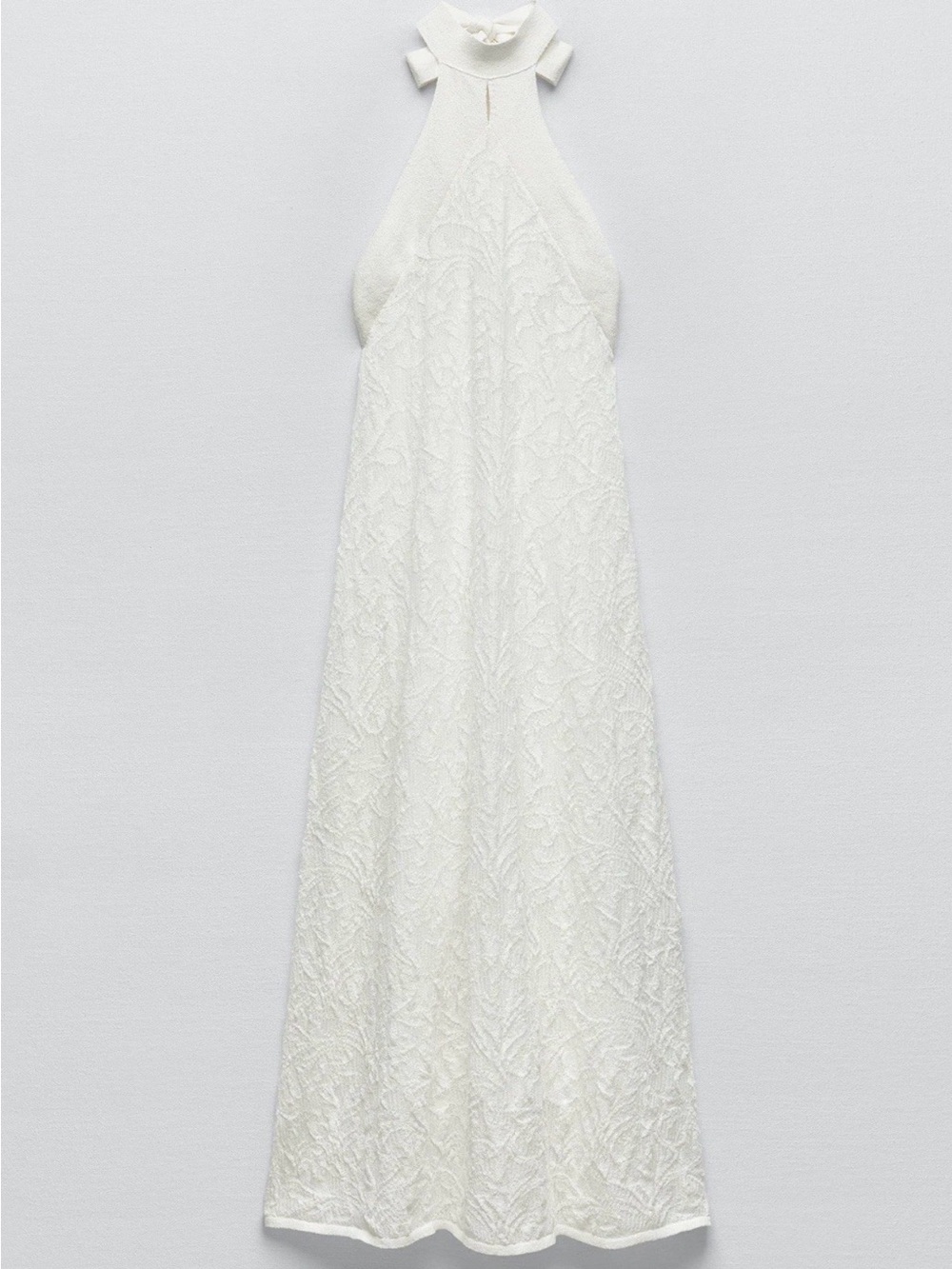 Zara Cream Halter Lace Maxi Dress - Picture 4 of 11