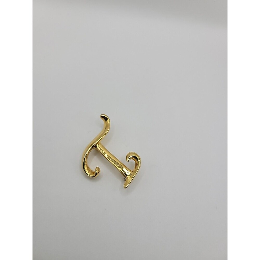 Vintage AK Anne Klein Initial T Brooch Gold Tone Alphabet‎ Letter Pin Jewelry - Picture 6 of 12