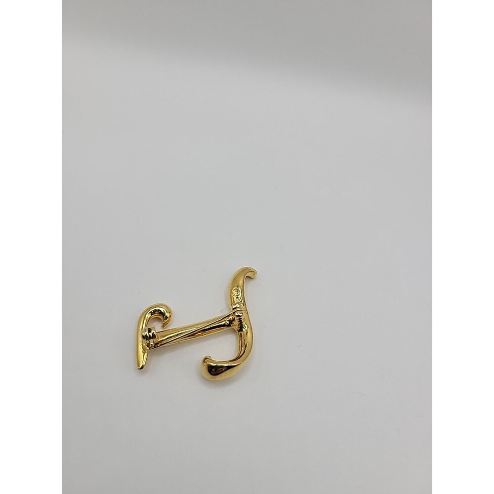 Vintage AK Anne Klein Initial T Brooch Gold Tone Alphabet‎ Letter Pin Jewelry - Picture 8 of 12