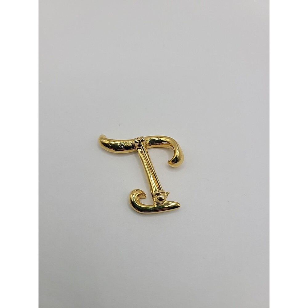 Vintage AK Anne Klein Initial T Brooch Gold Tone Alphabet‎ Letter Pin Jewelry - Picture 9 of 12