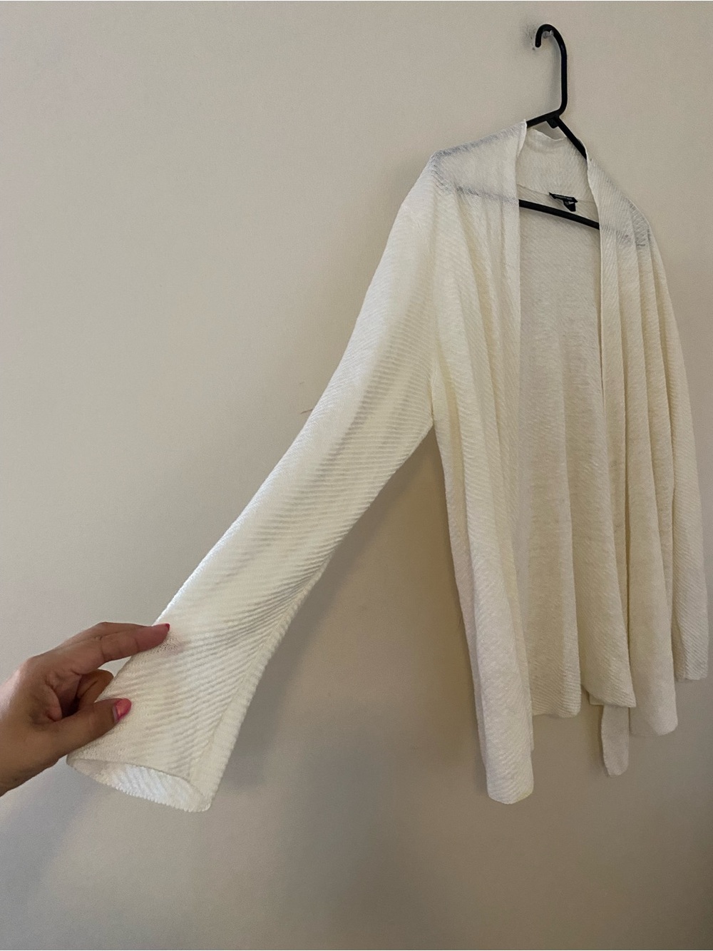 Eileen Fisher 100% linen Cream Open-Front Draped Cardigan - Picture 2 of 8