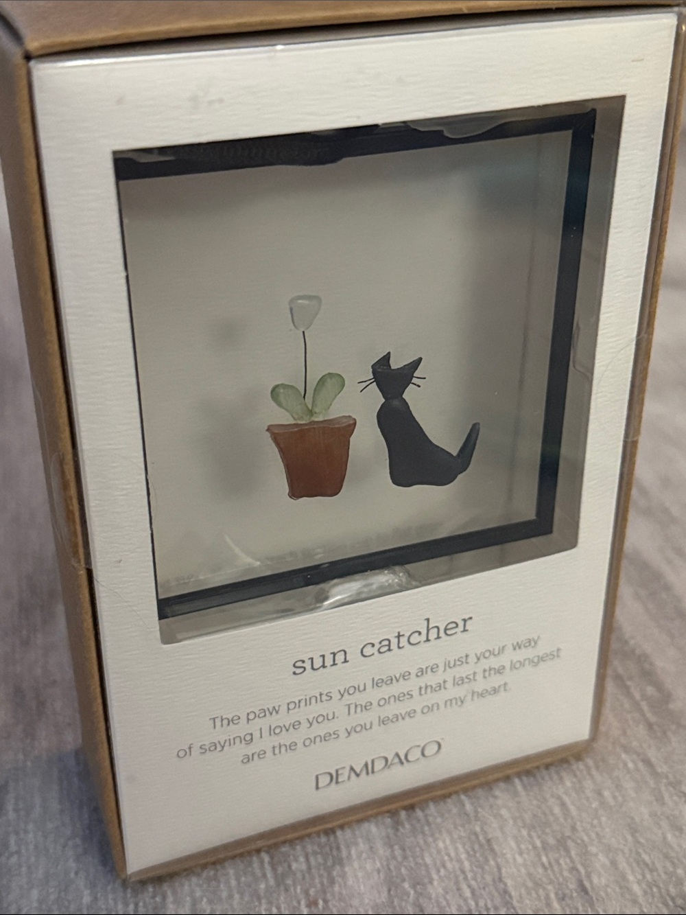 Demdaco Black Cat & Brown Potted Plant Sun Catcher