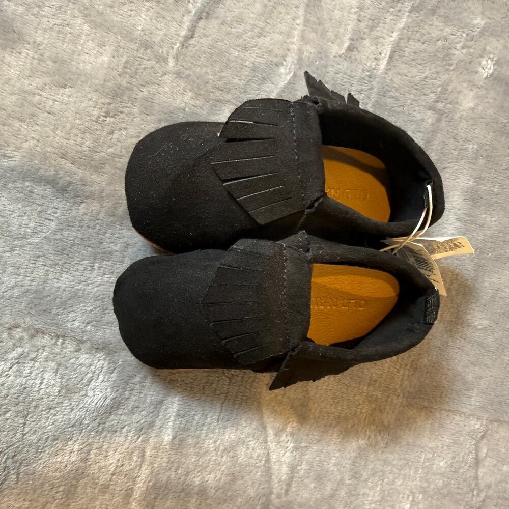 Old Navy Kids Moccasins Black Fringe Slip On Shoes Size 13 New