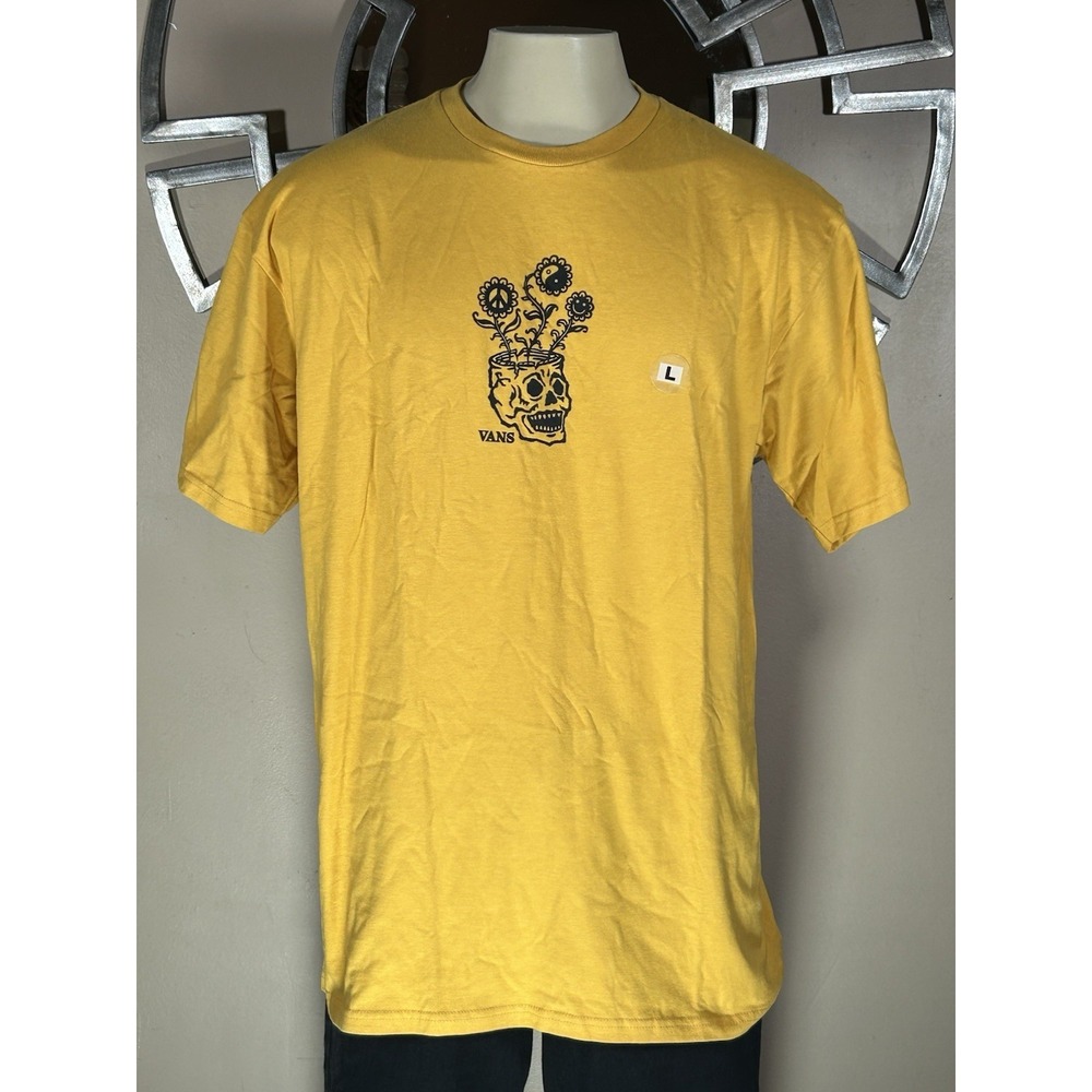 VANS Unisex  Skull Sprouting T Shirt - Golden L Large Classic Fit