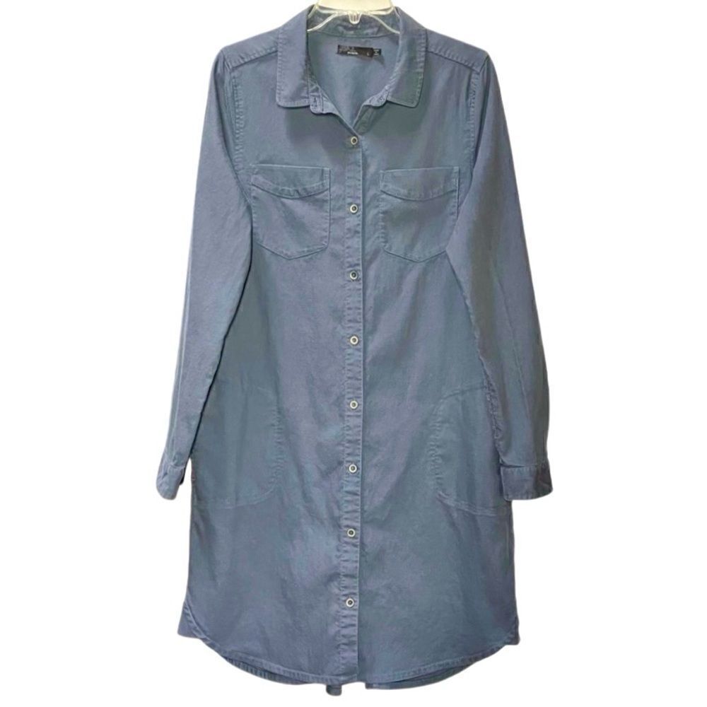 PrAna Yarrow Shirt Dress in Weathrred Blue Women’s L - Picture 3 of 9
