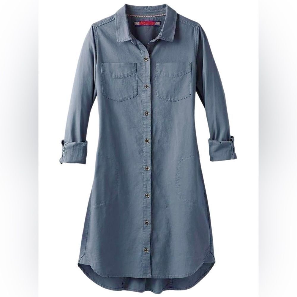 PrAna Yarrow Shirt Dress in Weathrred Blue Women’s L - Picture 4 of 9