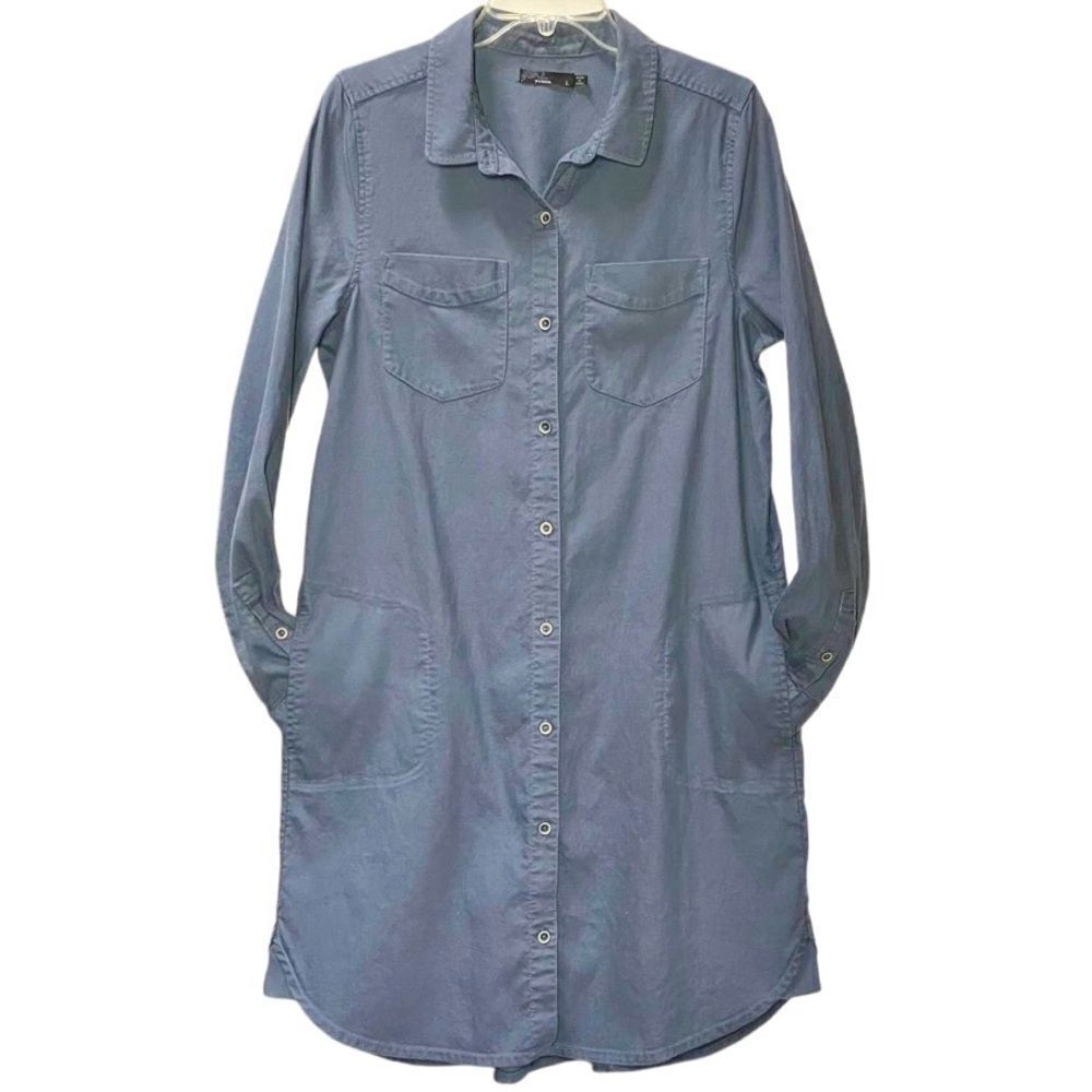 PrAna Yarrow Shirt Dress in Weathrred Blue Women’s L - Picture 2 of 9