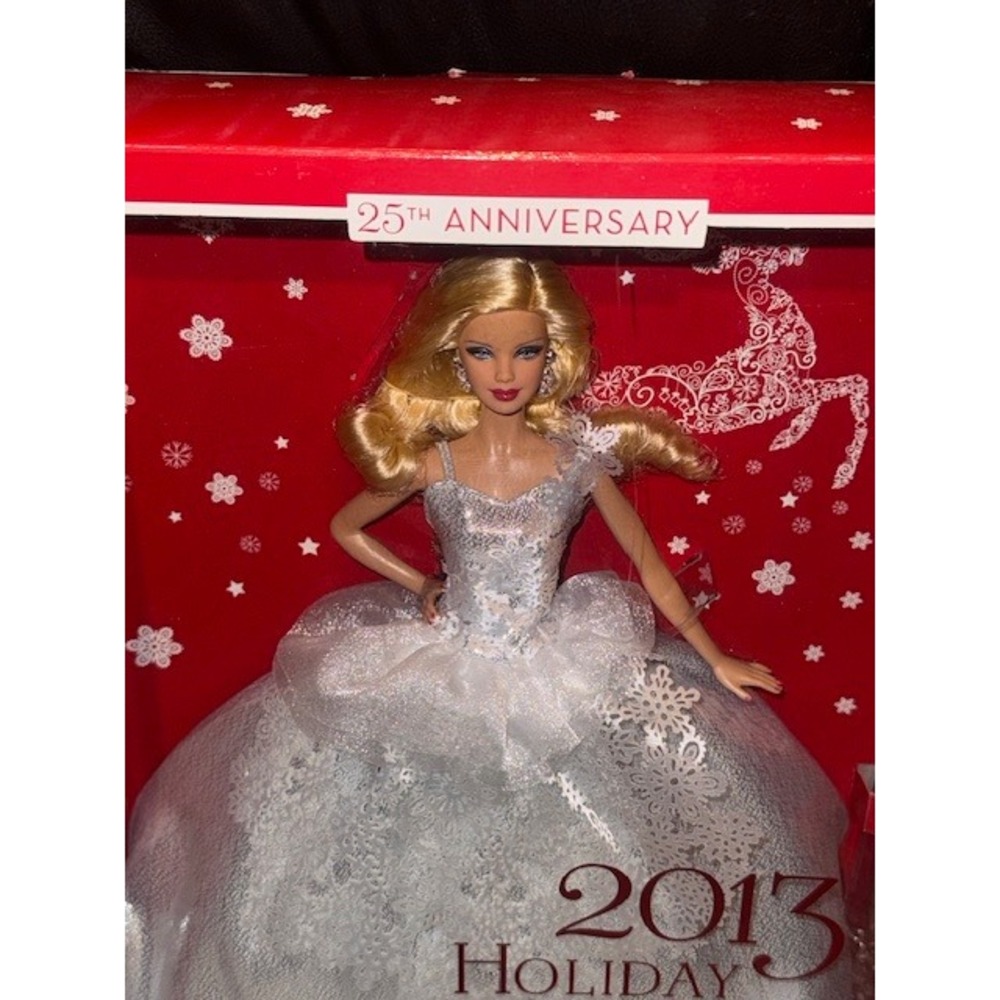 2013 Holiday Barbie Collector Edition 25th Anniversary Doll Silver Gown - Picture 2 of 6