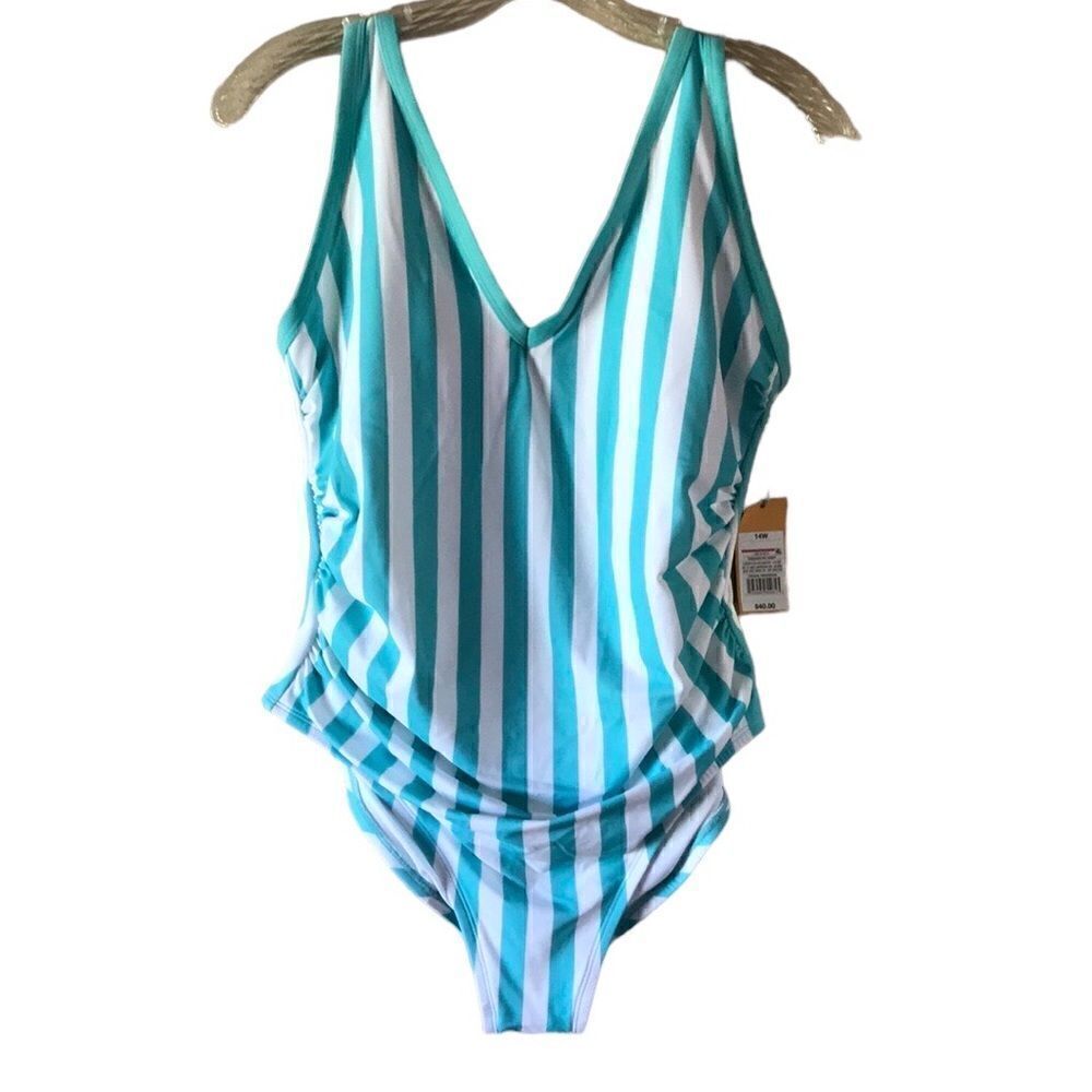 NEW Kona Sol Turquoise And White Swimsuit