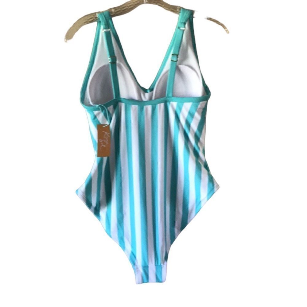 NEW Kona Sol Turquoise And White Swimsuit - Picture 5 of 5