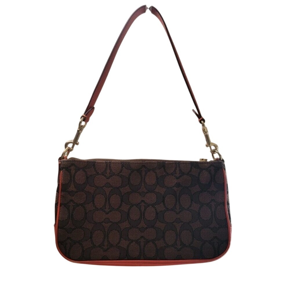 Coach Lonnie In Signature Jacquard Women's Brown Orange Monogram C8306 - Picture 2 of 14