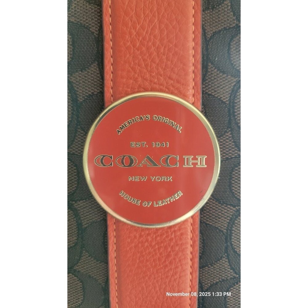 Coach Lonnie In Signature Jacquard Women's Brown Orange Monogram C8306 - Picture 5 of 14