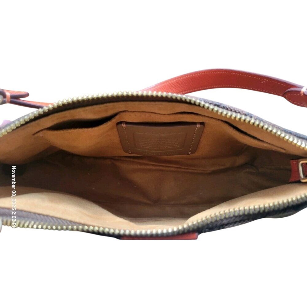 Coach Lonnie In Signature Jacquard Women's Brown Orange Monogram C8306 - Picture 9 of 14