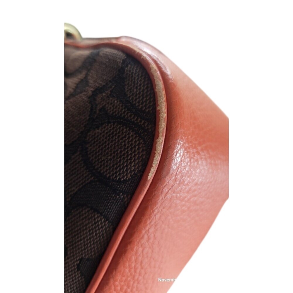 Coach Lonnie In Signature Jacquard Women's Brown Orange Monogram C8306 - Picture 12 of 14