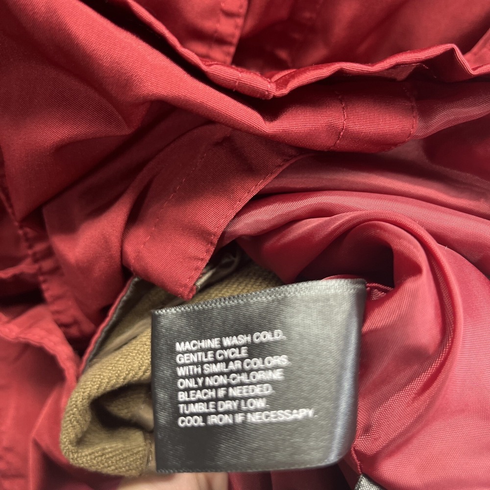 St Johns Bay Jacket Womens Small Red Pockets Full Zip Button Hooded Chore Preppy - Picture 12 of 16