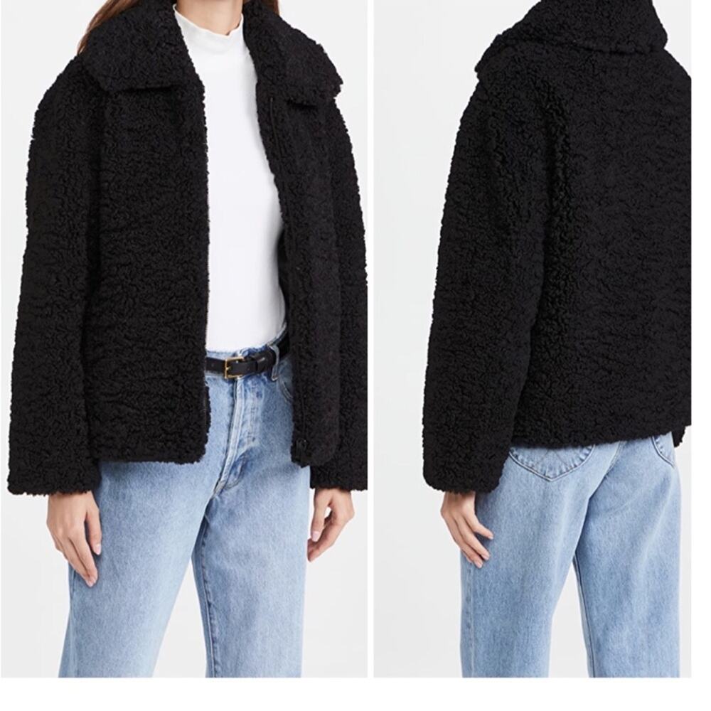 NWT APPARIS Tara‎ Aviator Faux Shearling Jacket XL Black - Picture 9 of 9