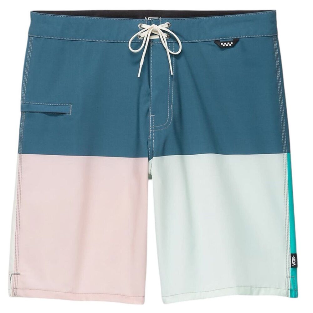Vans Board Shorts Teal Pink White Colorblock Swim Trunks Men's 34‎
