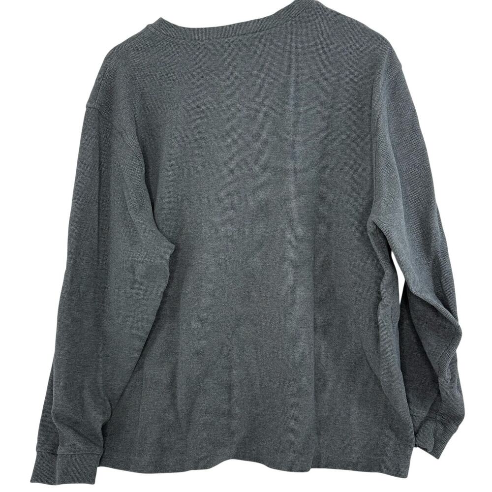 L.L. Bean Gray Waffle Knit Henley XL - Picture 2 of 5