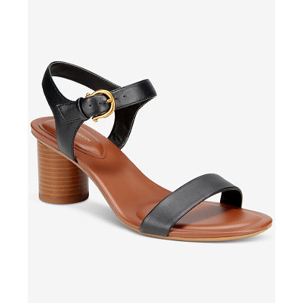 Giani Bernini Hadley Black Ankle Strap Block Heel Sandals Size 9