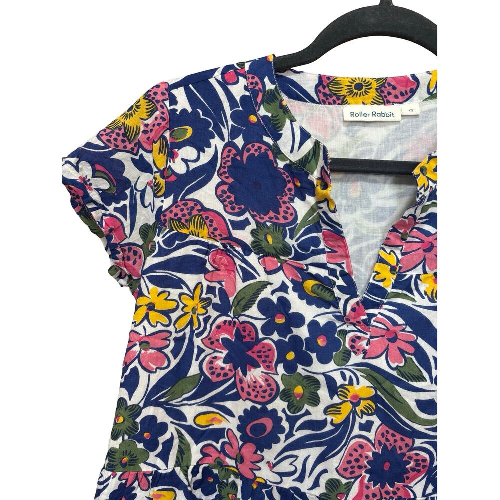 Roller Rabbit Floral Cotton Shift Mini Dress Purple Multicolor Size XS - Picture 4 of 5