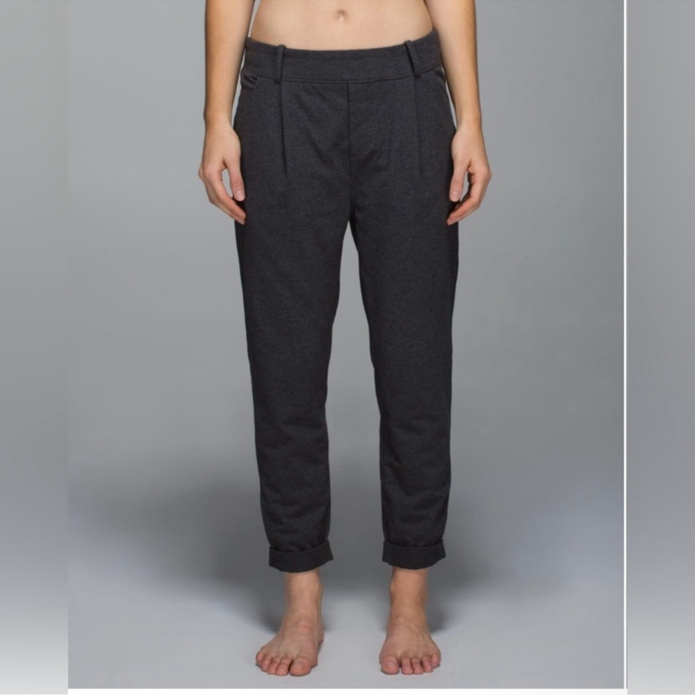 LULULEMON Stress Less Pant Heathered Marled Black Pull On Pants‎ Size 4