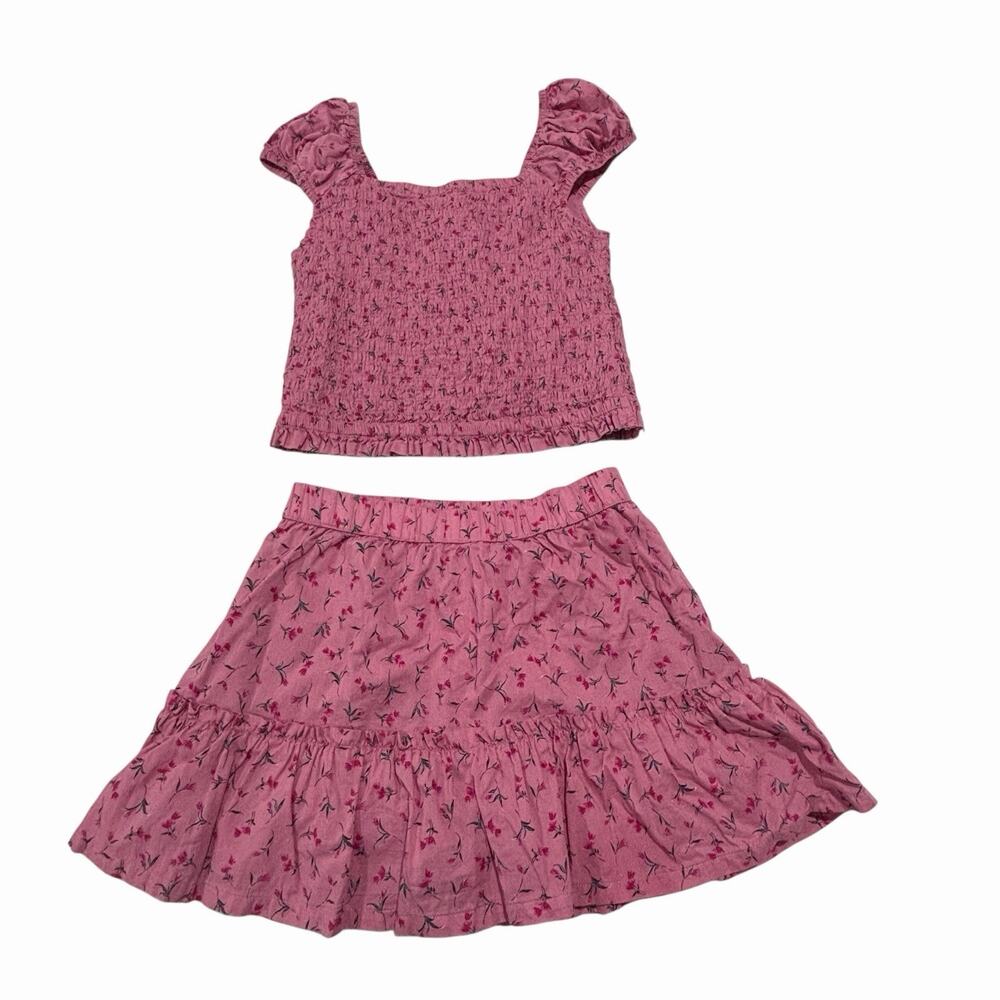 Gap Girls Skirt Set Size Large 10 Pink Floral - Picture 3 of 8