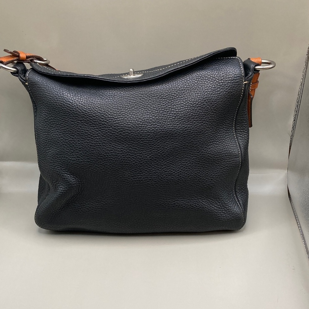 Coach Pebbled Black Leather with Brown Strap Stylish Classy Coach - Picture 5 of 11