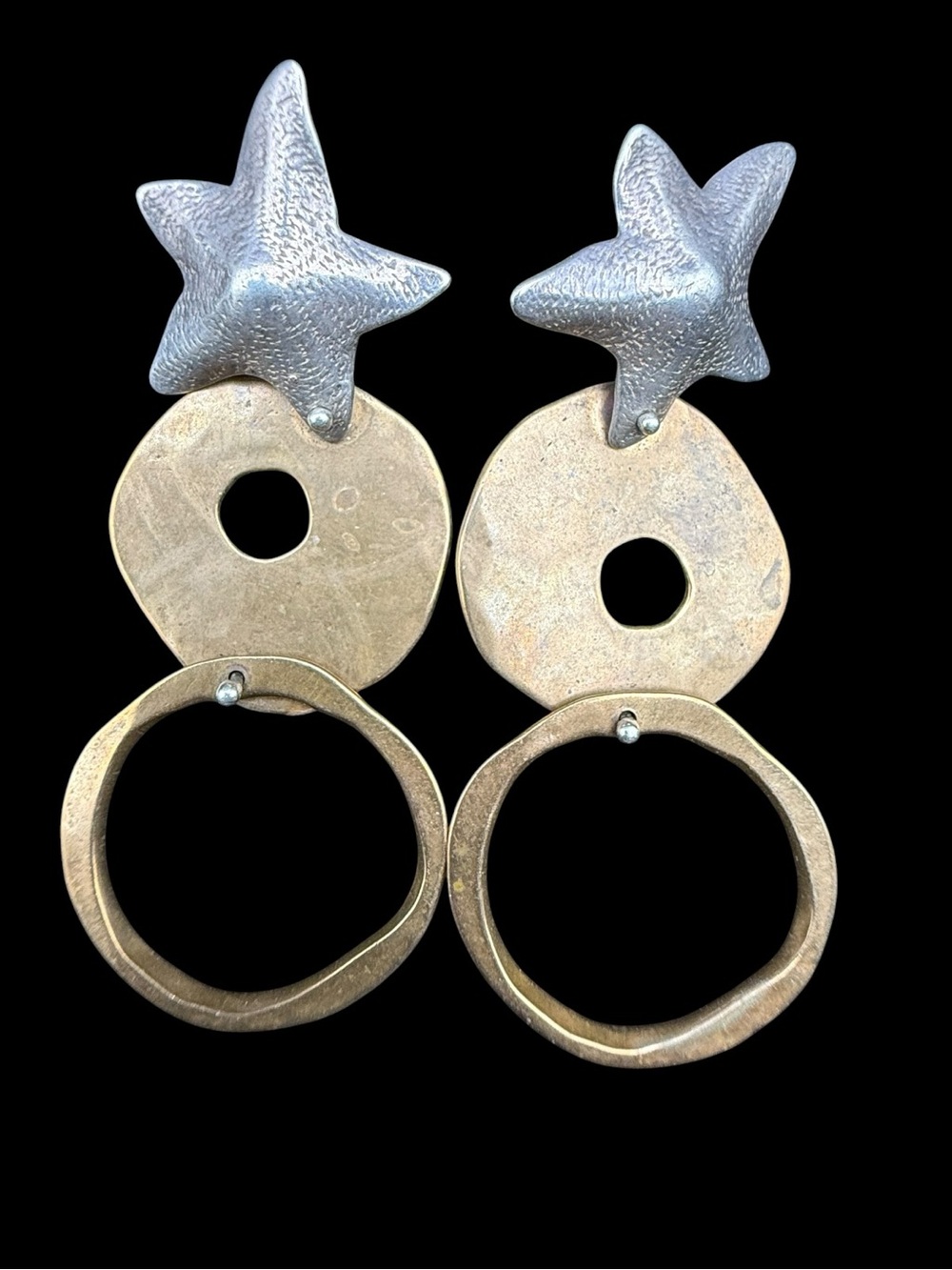 Luna Parc Starfish Drop Earrings in Silver and Antiqued Gold-Tone