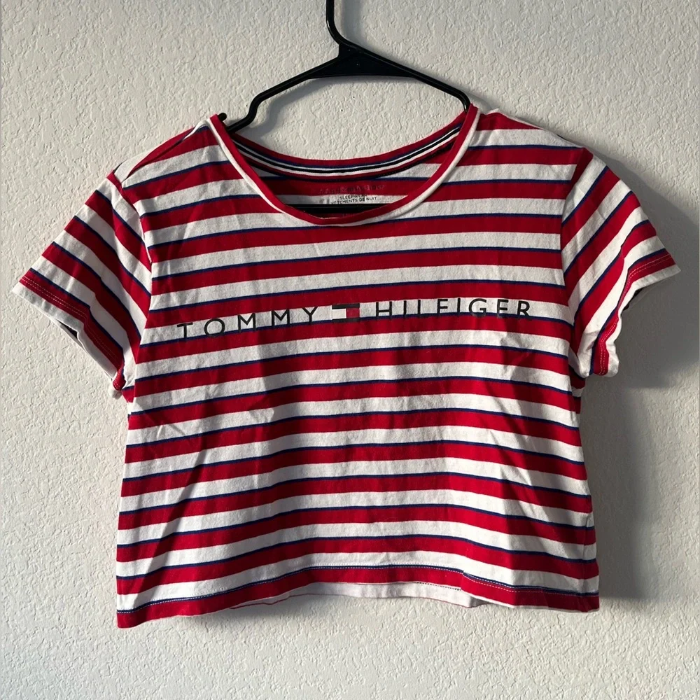 Tommy Hilfiger Stripped Crop Tee Women's Size XS - Picture 1 of 6