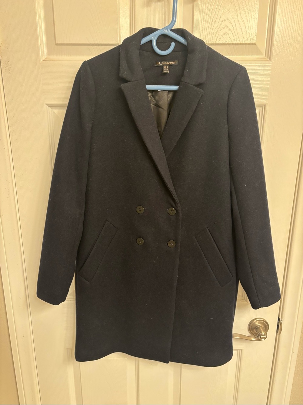 Zara Navy Double-Breasted Pea Coat