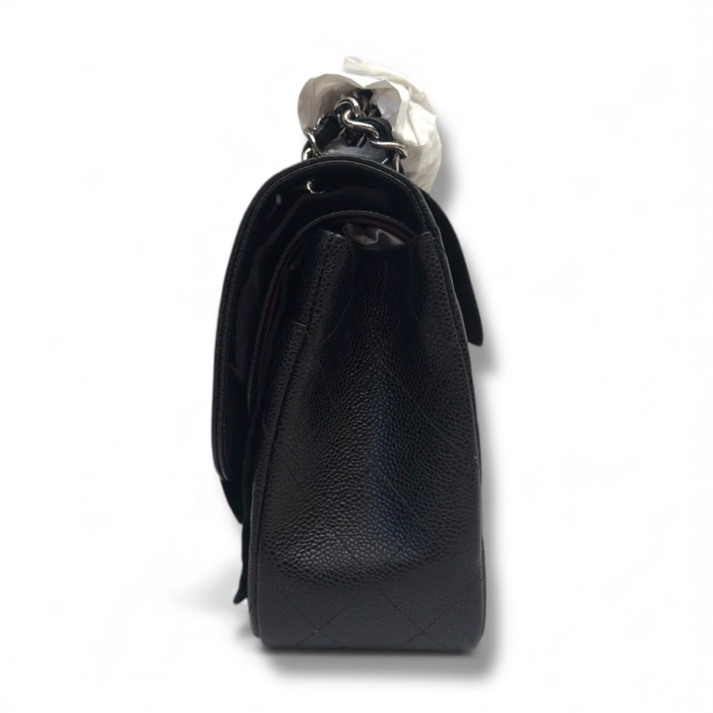 đđCHANEL Large Double Flap Bag Calfskin (CAVIAR) ⢠BLACK ⢠Silver-Tone Hardware - Picture 5 of 15