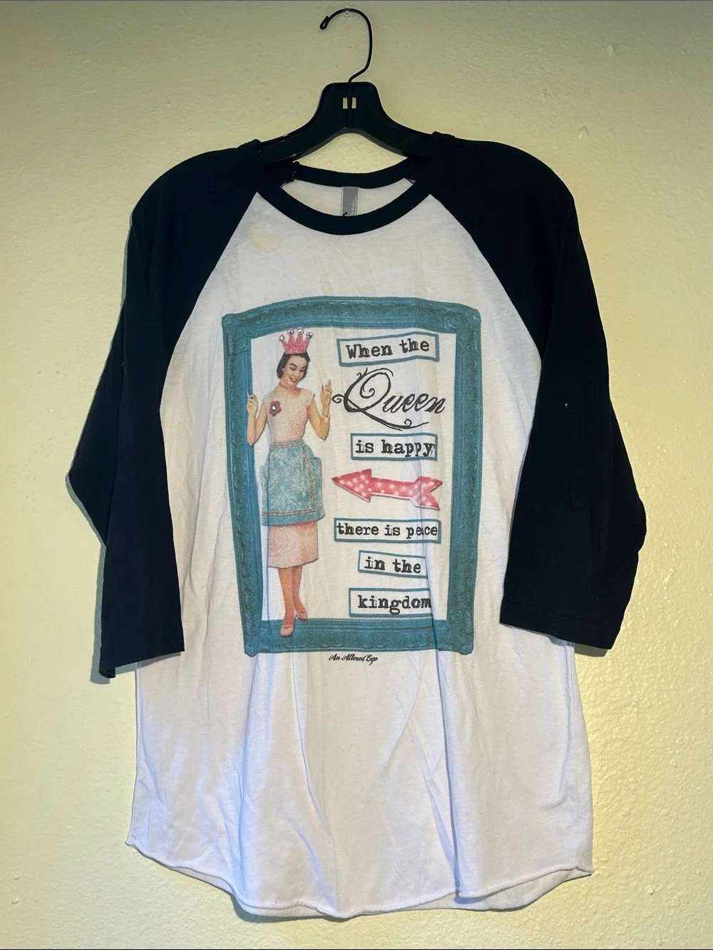 American Apparel Black & White Raglan Graphic Tee - Picture 1 of 6