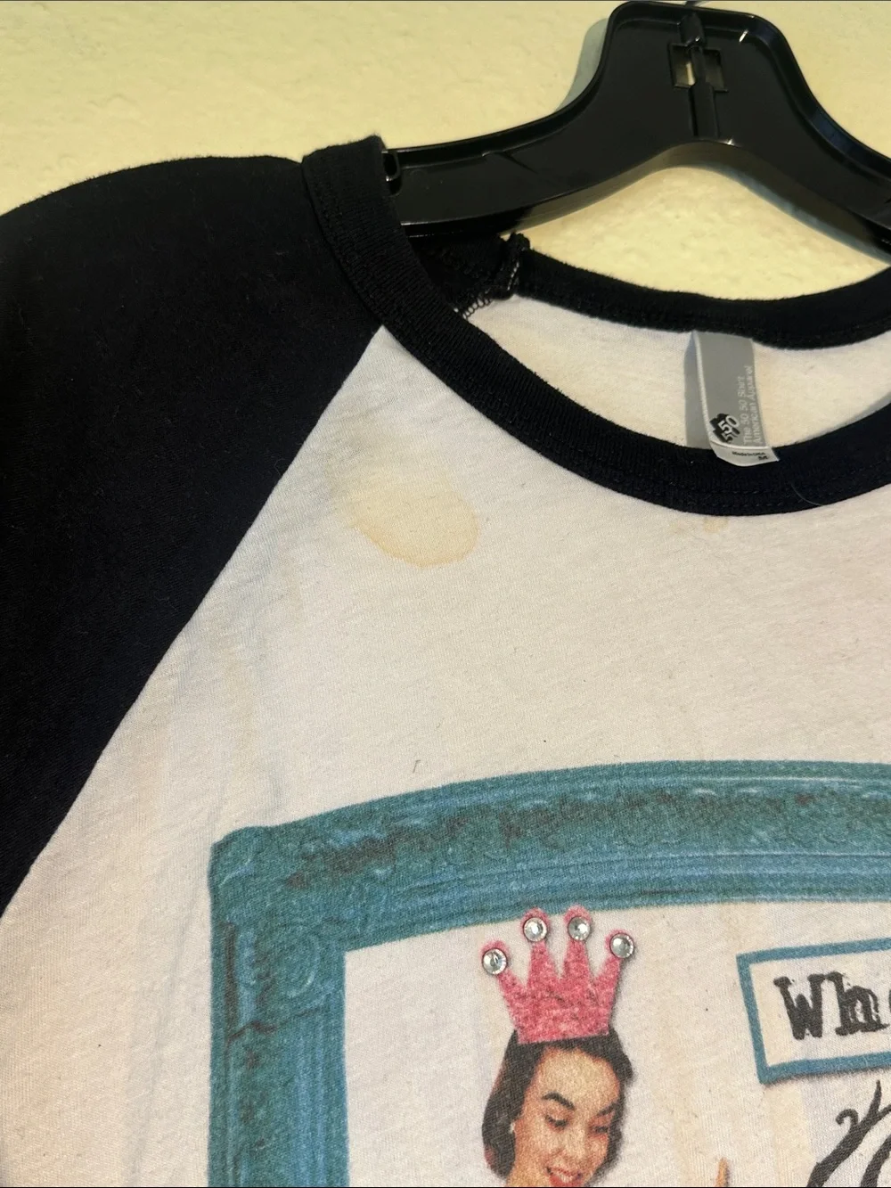 American Apparel Black & White Raglan Graphic Tee - Picture 4 of 6