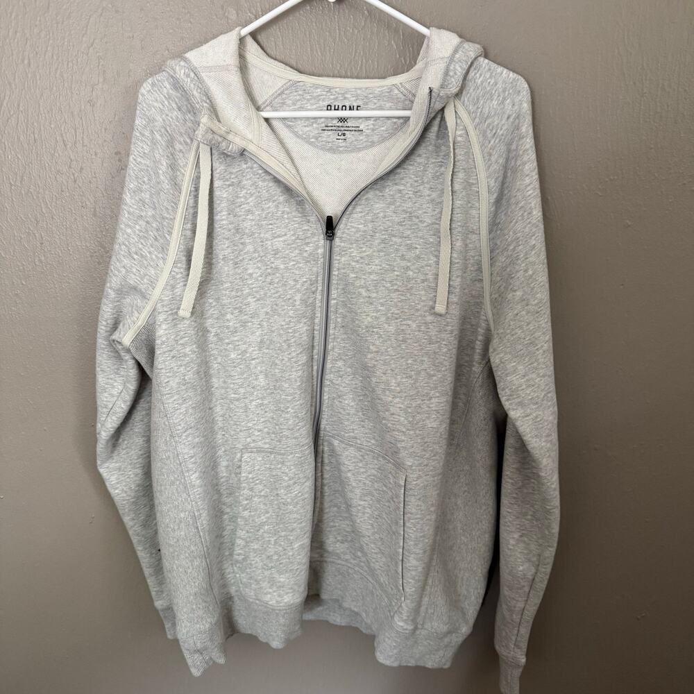 RHONE Light Grey Hooded Zip Up Size Large casual comfort athletic wear